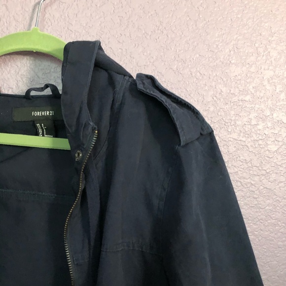 Forever 21 Navy Hooded Zip up Jacket - Picture 3 of 6